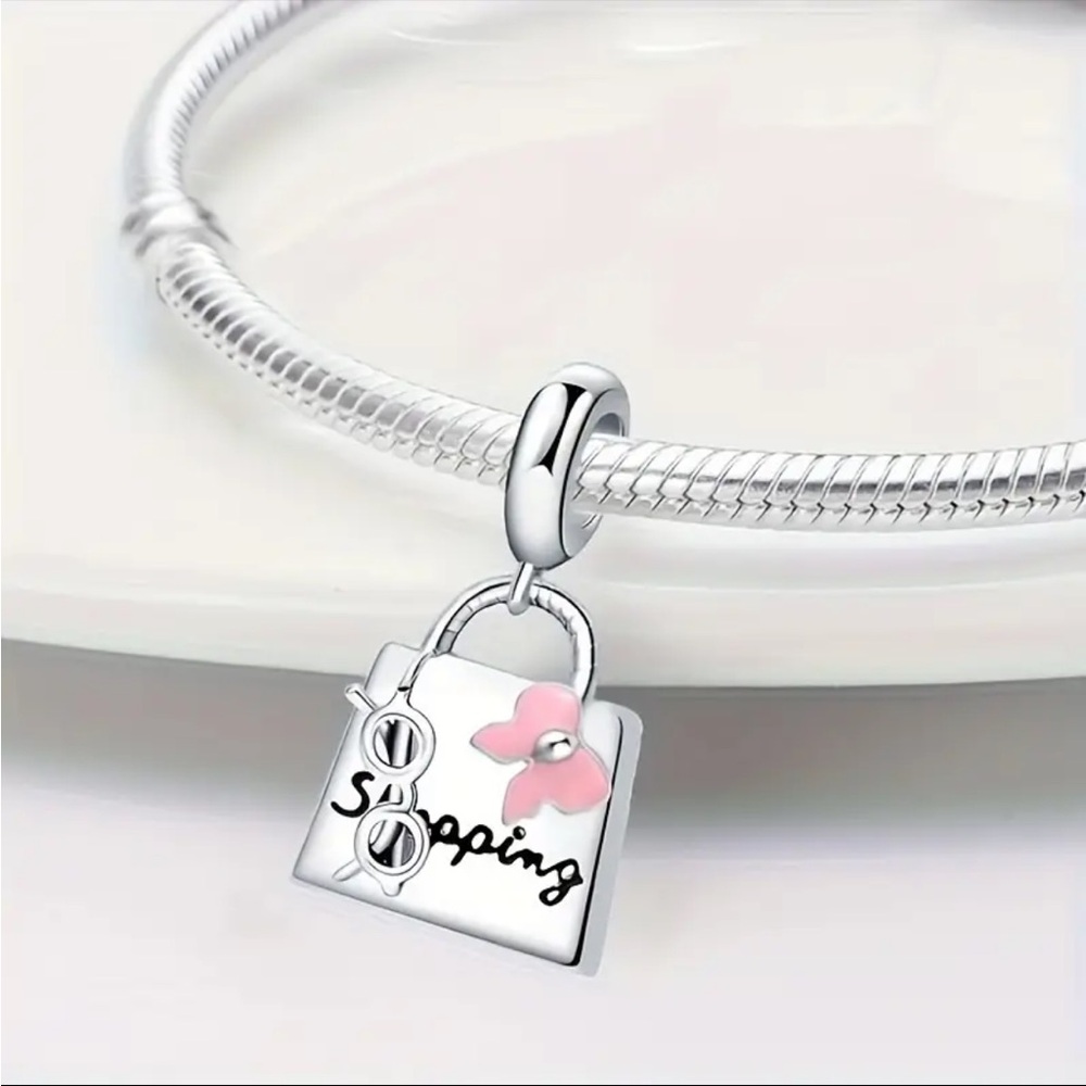 SHOPPING LUXURY BAG BRACELET CHARM-CHOOSE SILVER or GOLD - Picture 5 of 7